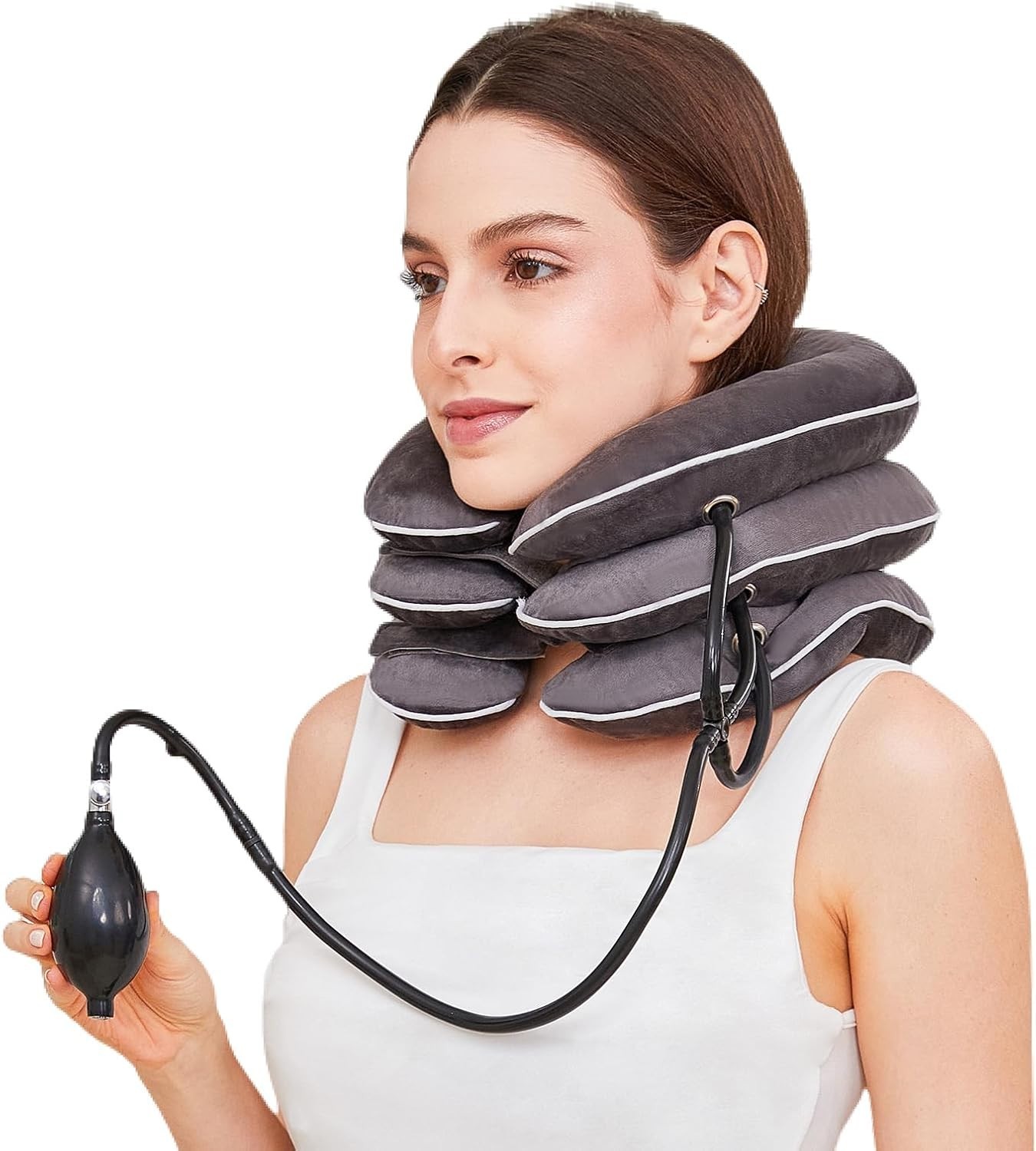 Estirador de Cuello Ajustable Inflable Alivio de Dolor Uso en Casa Regalo Mujer