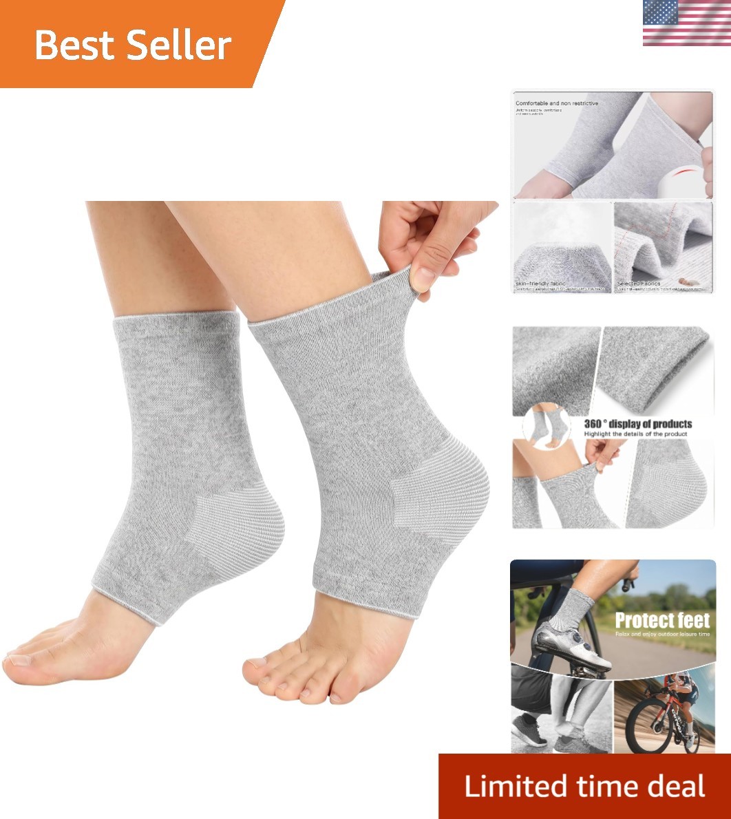 One Compression Bamboo Foot Ankle Sleeves for Women & Men 2-Pack – Anti-Fati…