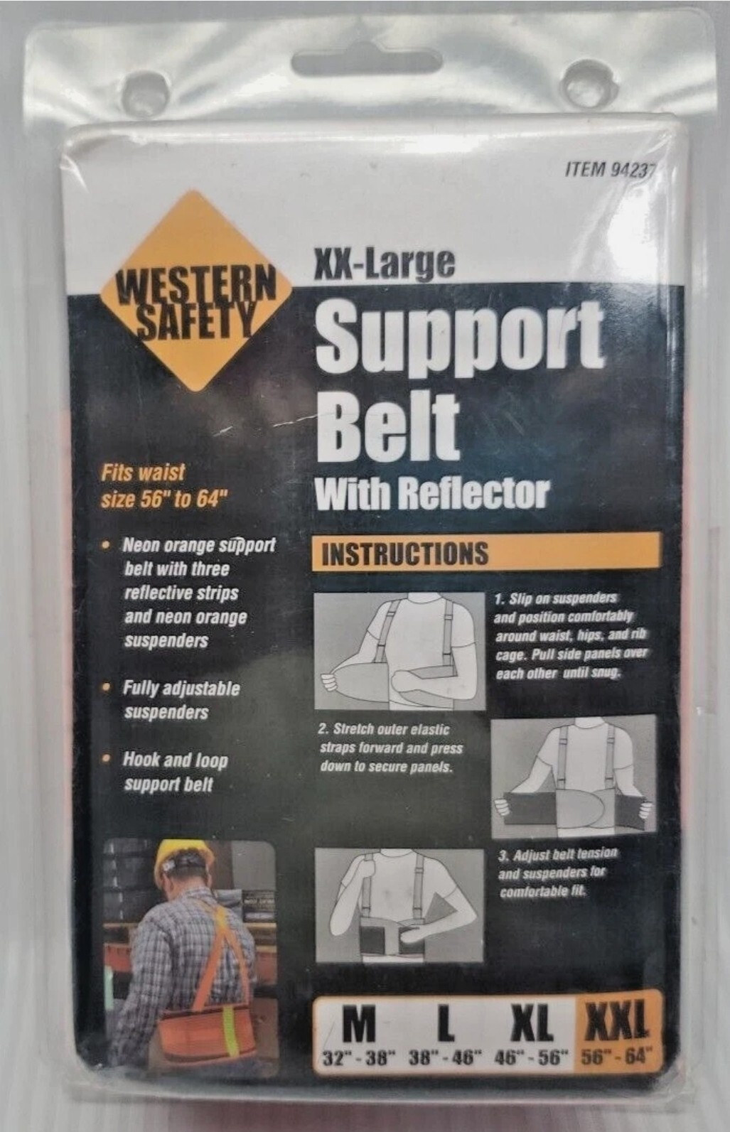 mens back safty support belt with reflector