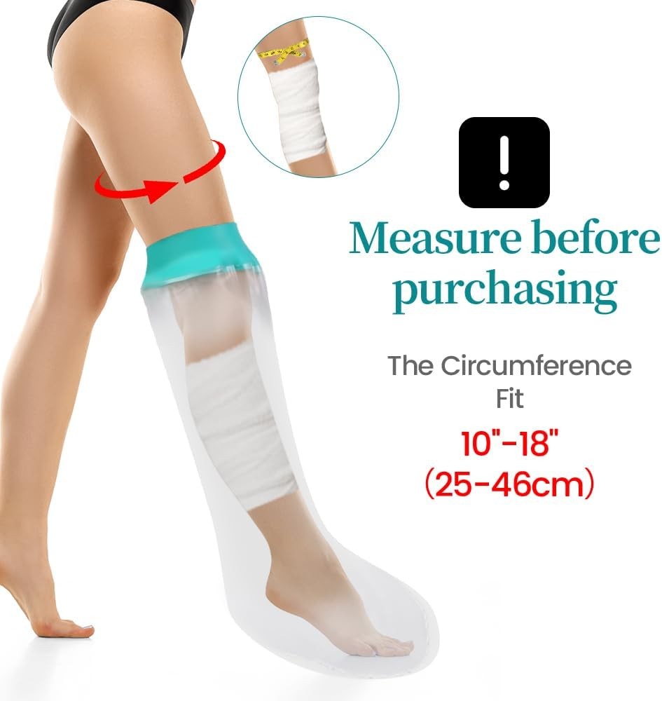 Waterproof Plastic Leg Cast Cover Protector for Shower & Baths, Adult Size