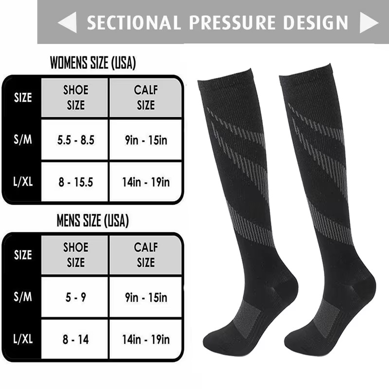 Men’s Compression Socks Sports Running Cycling Nurse Travel Support Socks ⭐