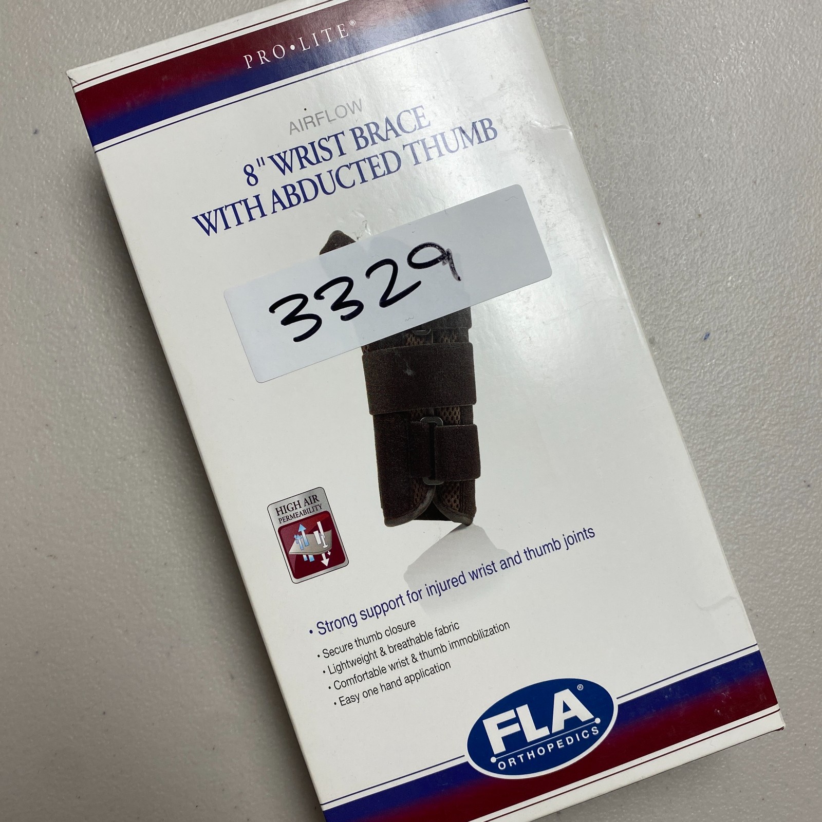 FLA Pro-Lite Airflow 8″ Wrist Brace with Abducted Thumb Black Right Small/Medium