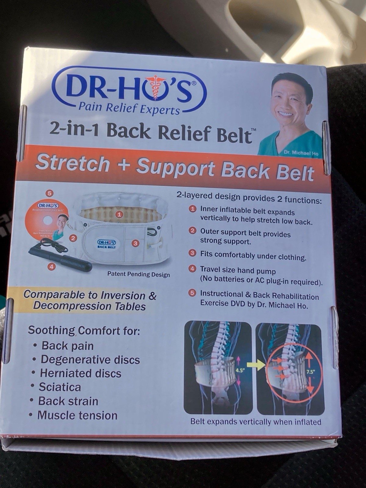 DR-HOS 2-in-1 Back Relief Decompression Belt Size A 25-41 Inflatable Lumbar Pump