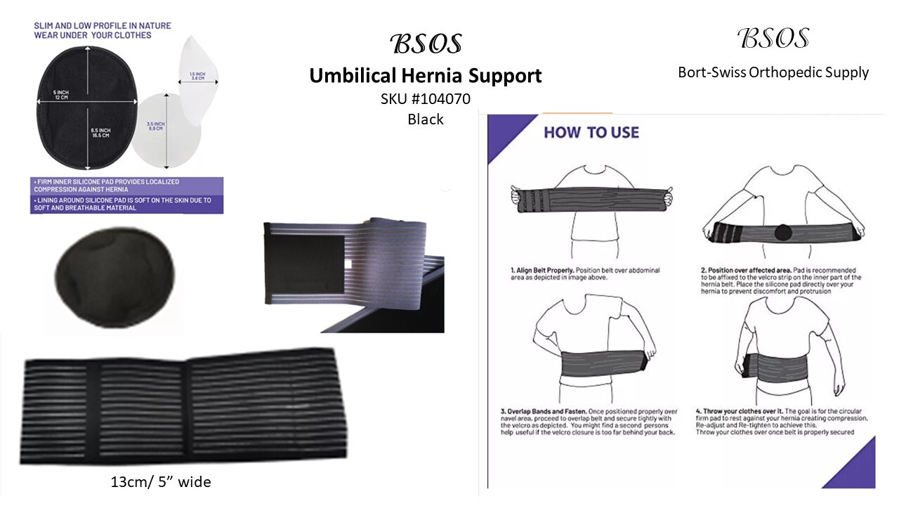 BSOS Replacement Silicone Pad for Umbilical Hernia Belts & Supports Black German