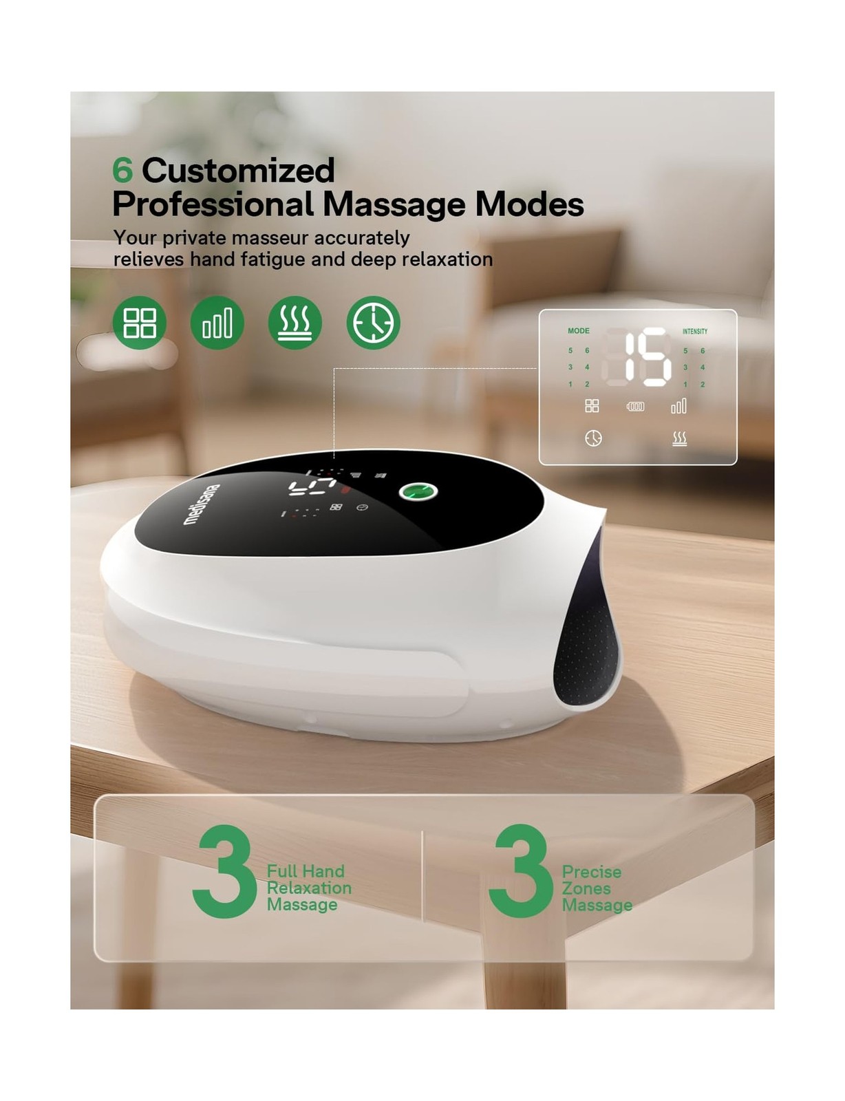 Hand Massager for Arthritis and Carpal Tunnel, 6 Modes 6 Intensities Hand Mas…