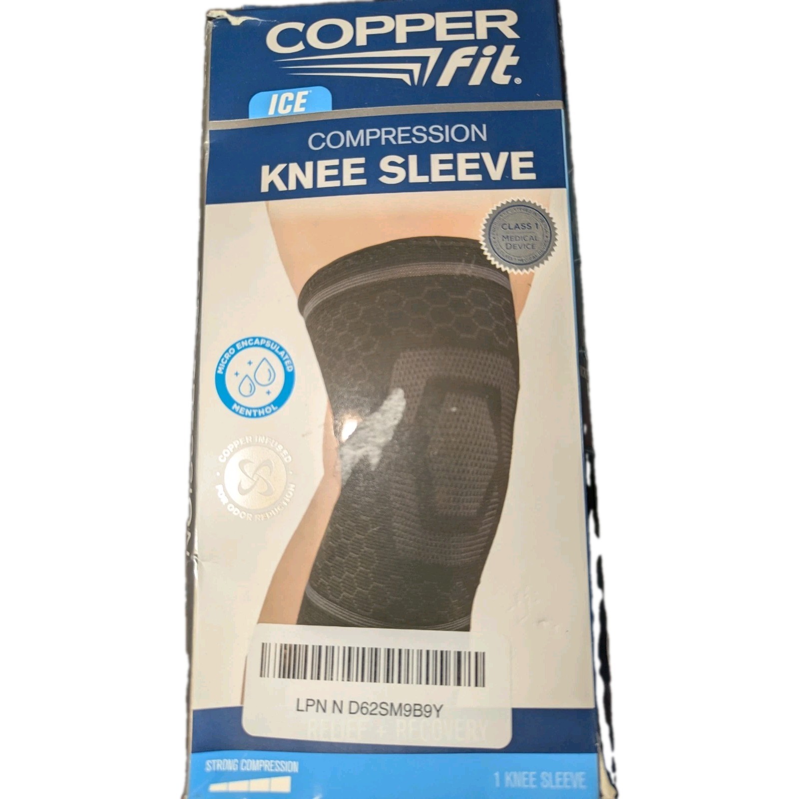 Copper Fit Ice Menthol Infused Breathable Knit Compression Knee Sleeve S/M