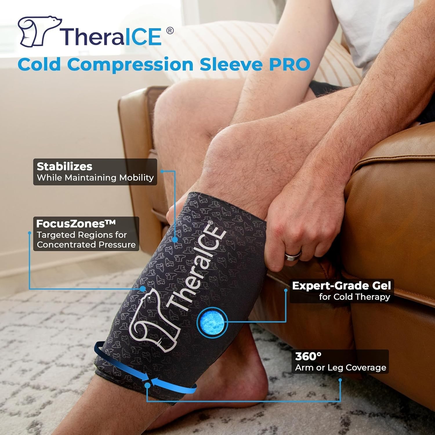 TheraICE Elbow Ice Pack Compression Sleeve for Injuries (PRO Elbow Sleeve, Sm