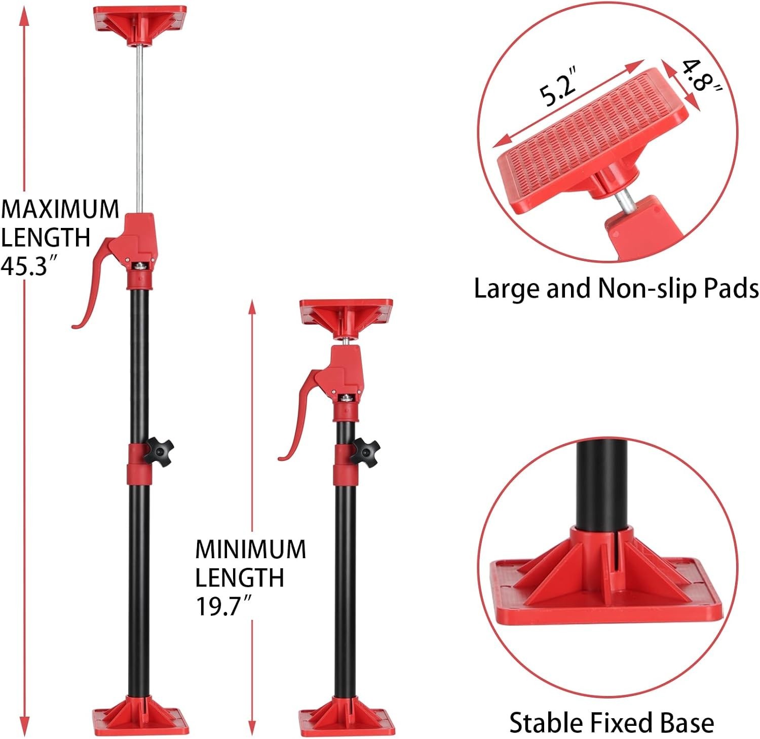 Adjustable Cabinet Jack Support Pole 19.7″-45.3″ – 2 Pack for Safe Installation