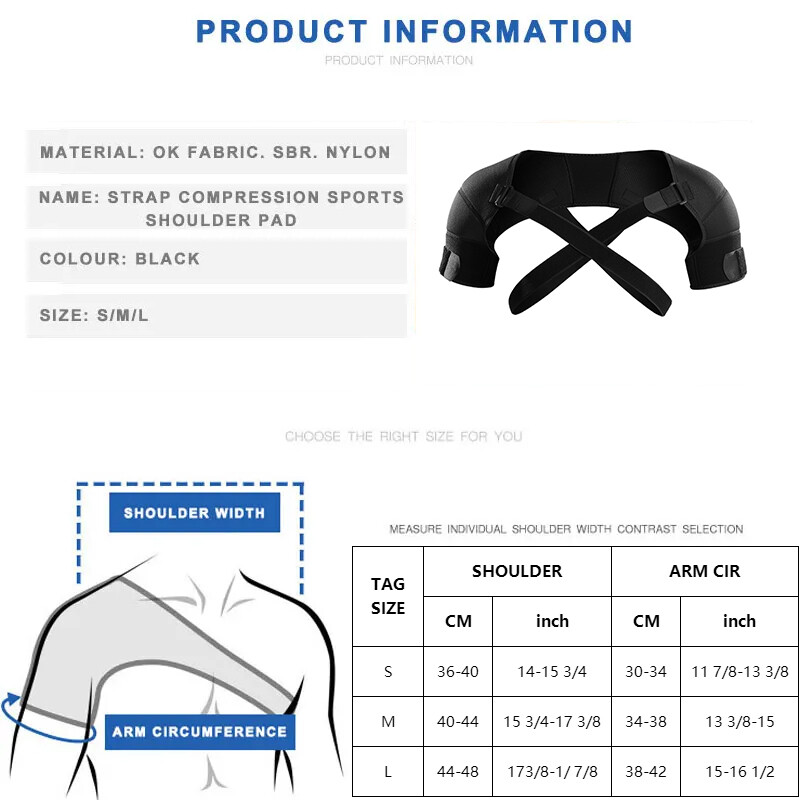 Double Shoulder Support Strap Wrap Neoprene Protector Pain Relief & Injury Brace