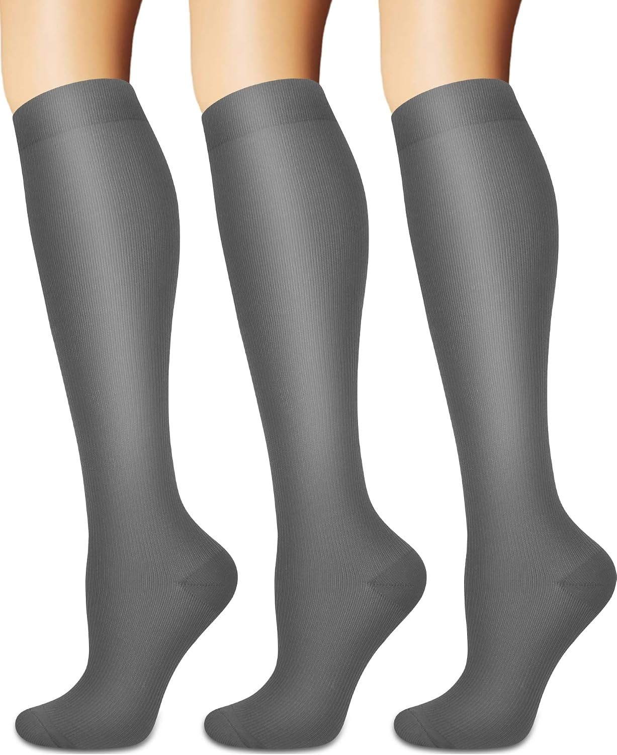 3 Pairs of Gray Compression Socks – Ultimate Support for Running & Cycling