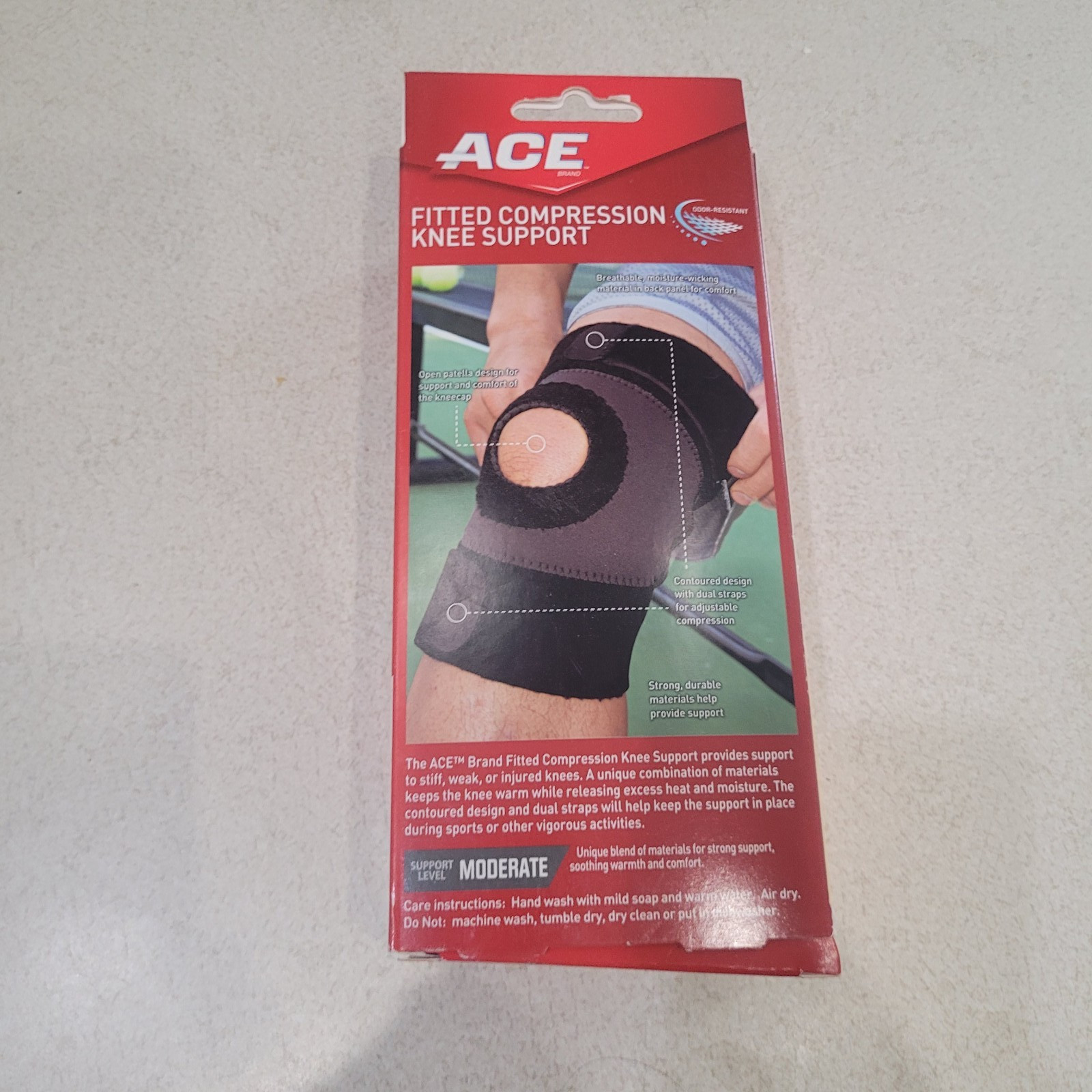 Ace Fitted Compression Knee Support Size Medium One total Moderate support