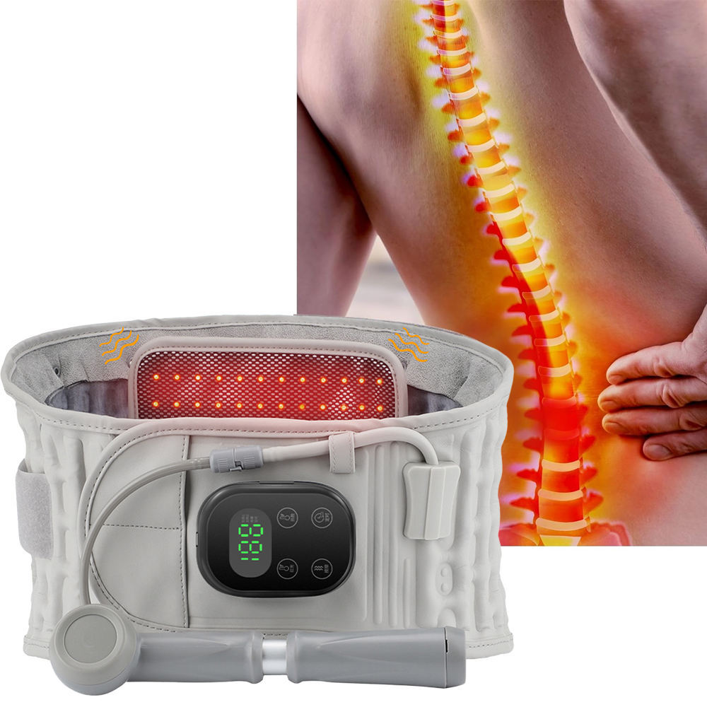 Back Decompression Belt Red Light Heat Vibration Spinal Air Traction Massage US