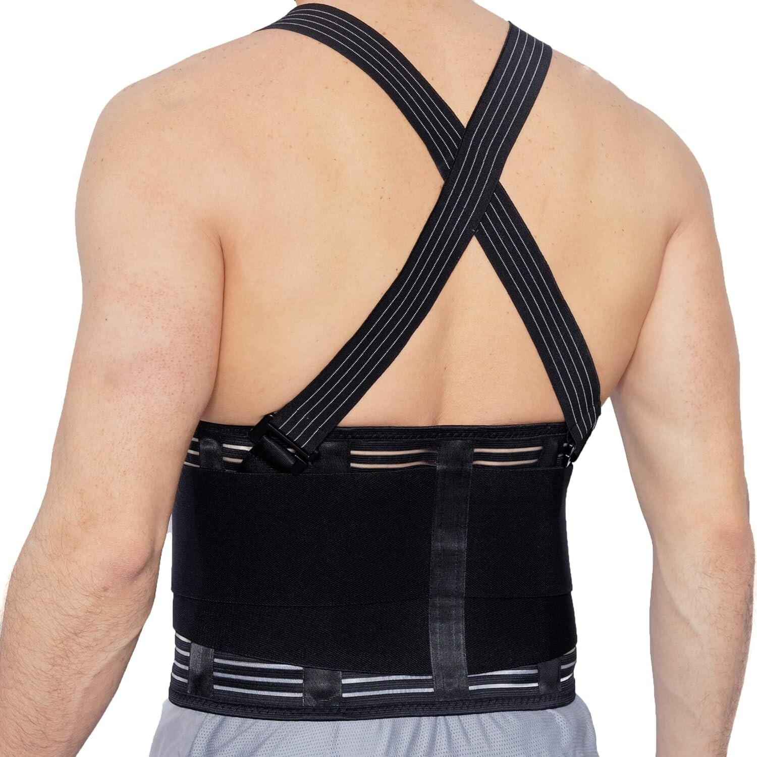 NeoTech Care Adjustable Back Brace Lumbar Support Belt with Suspenders LARGE
