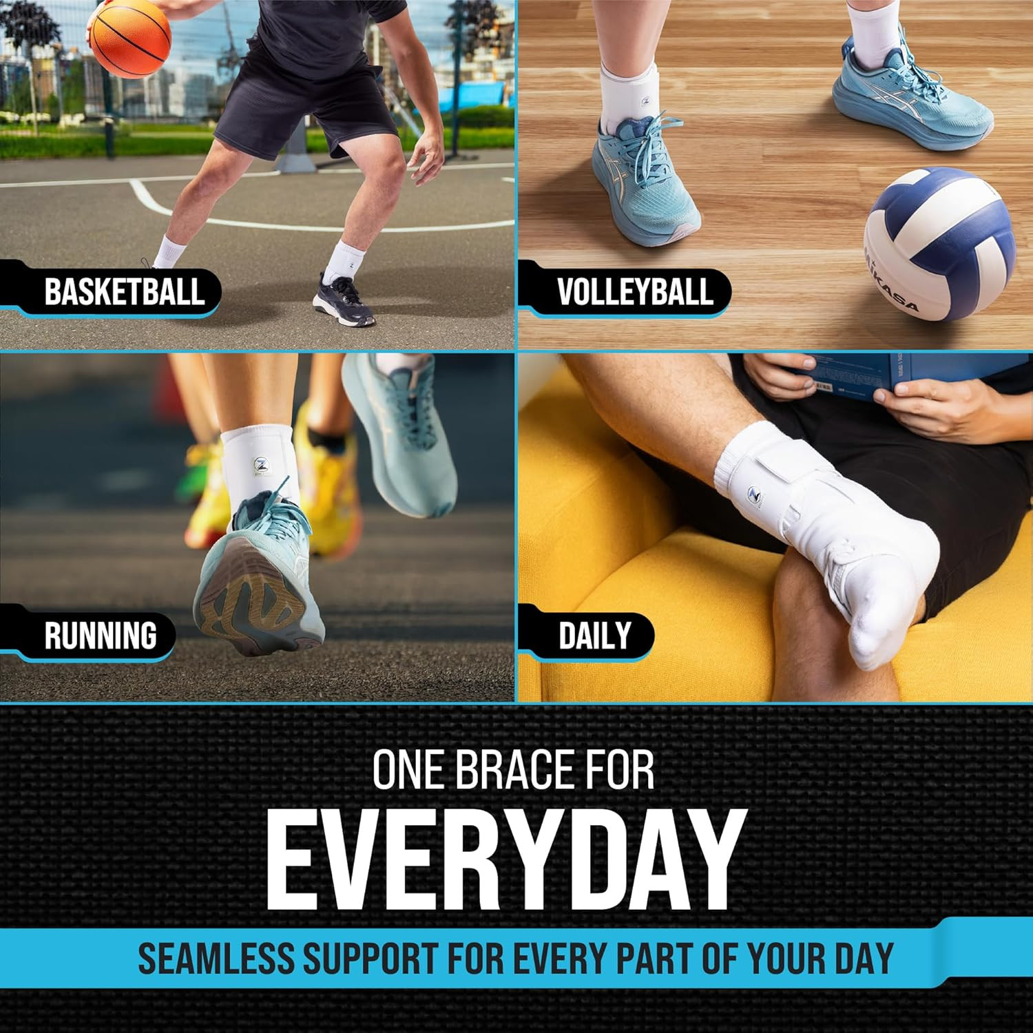 Ankle Brace for Women & Men – Lace up Adjustable Support with Side Stabilizers f