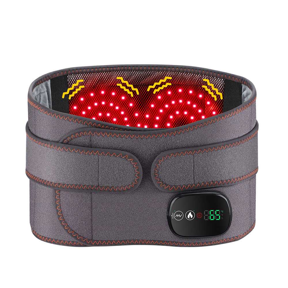 Electric Cordless Red Light Heating Waist Belt Vibration Massager for Men Women