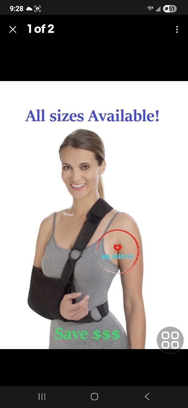 PROCARE 79-84018 CLINIC SHOULDER IMMOBILIZER ARM ELBOW SHOULDER SLING XL