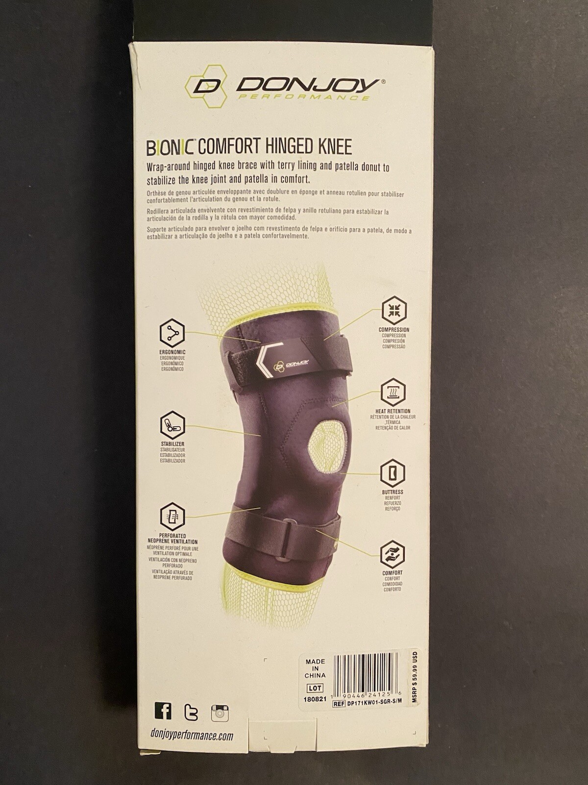 Knee Brace DonJoy Performance Bionic Comfort Hinged Size S/M Brand NEW