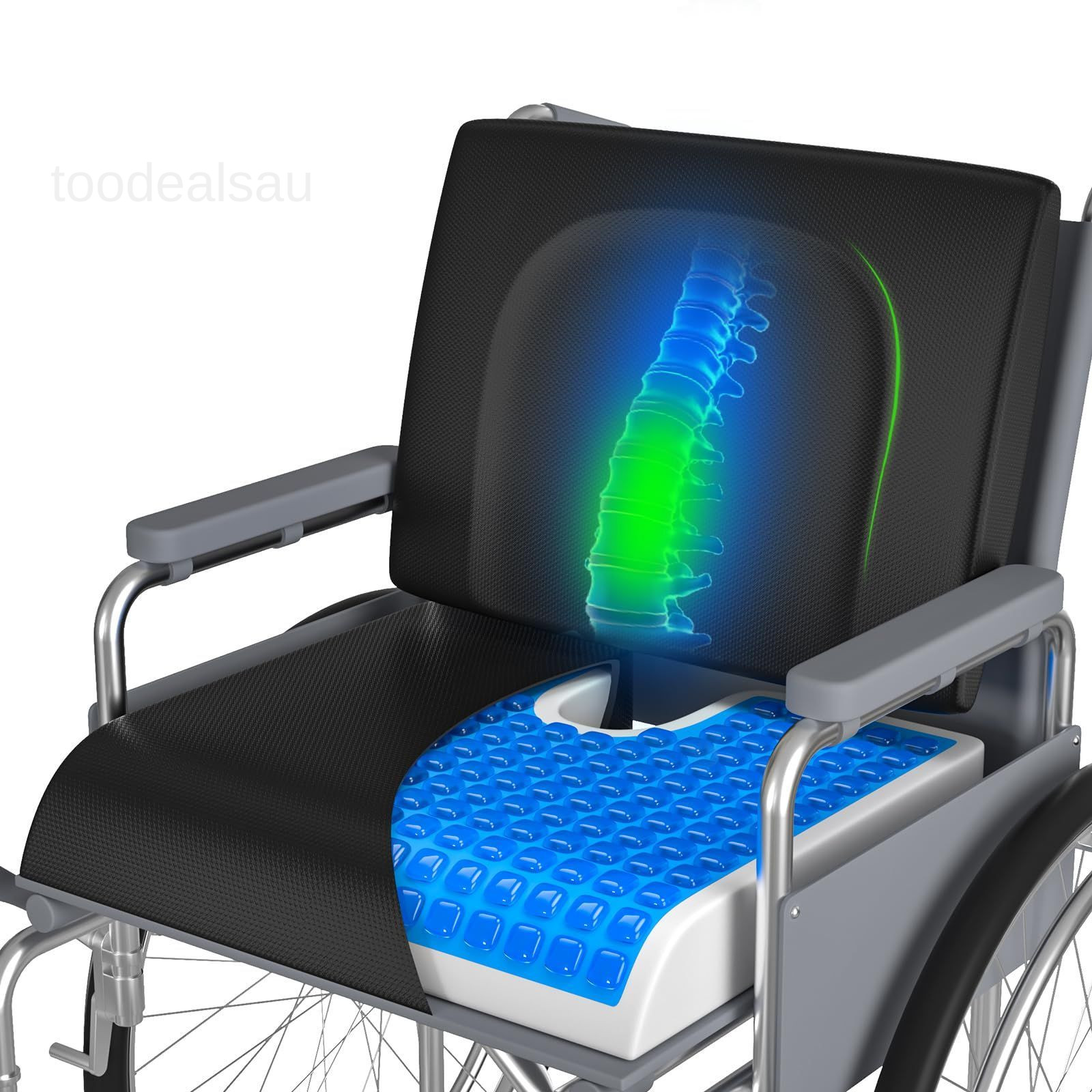 Wheelchair Cushions, 18”x16”x 3” Gel Seat X-Large, Black