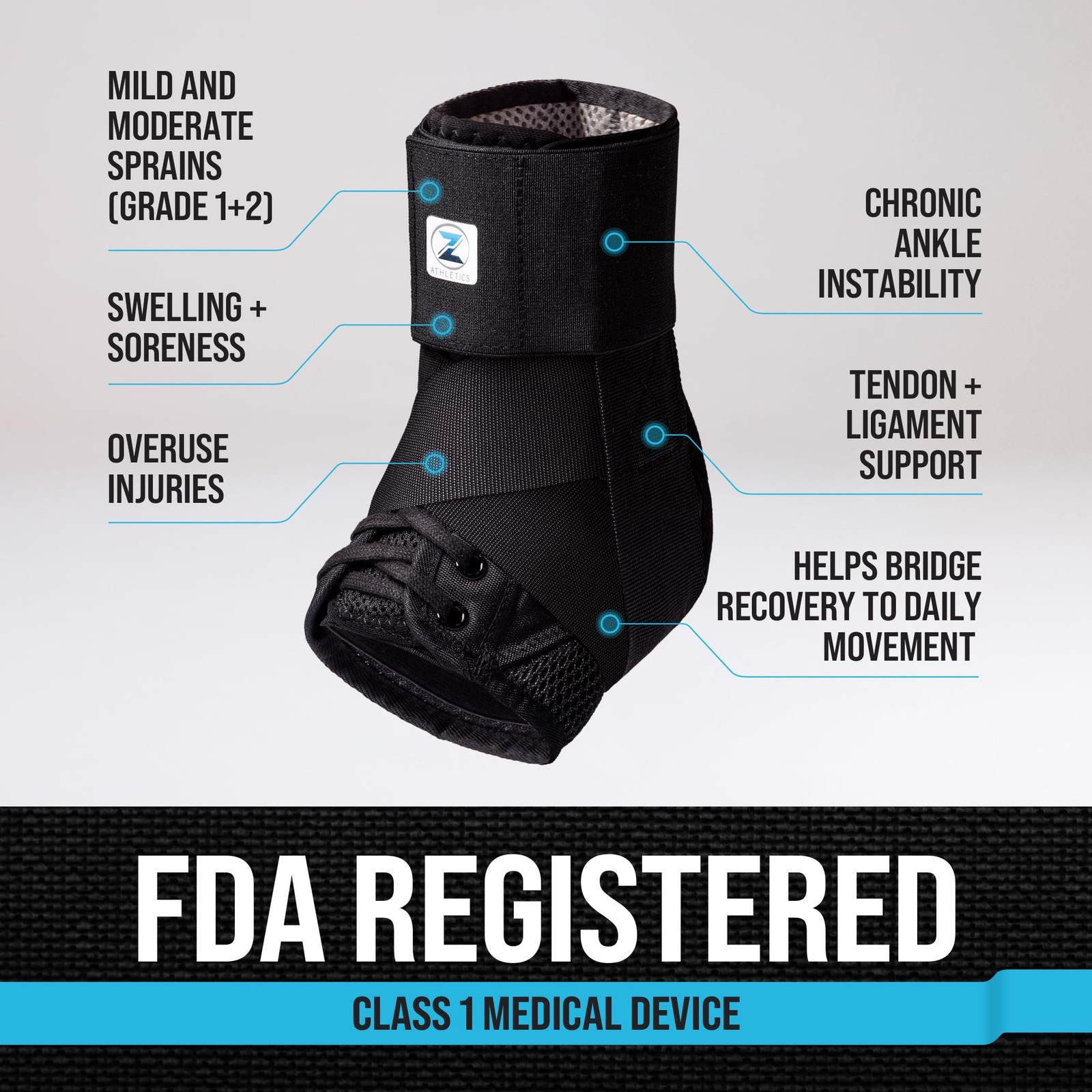 Ankle Brace Lace Up Support Stabilizer Sports Injury Recovery