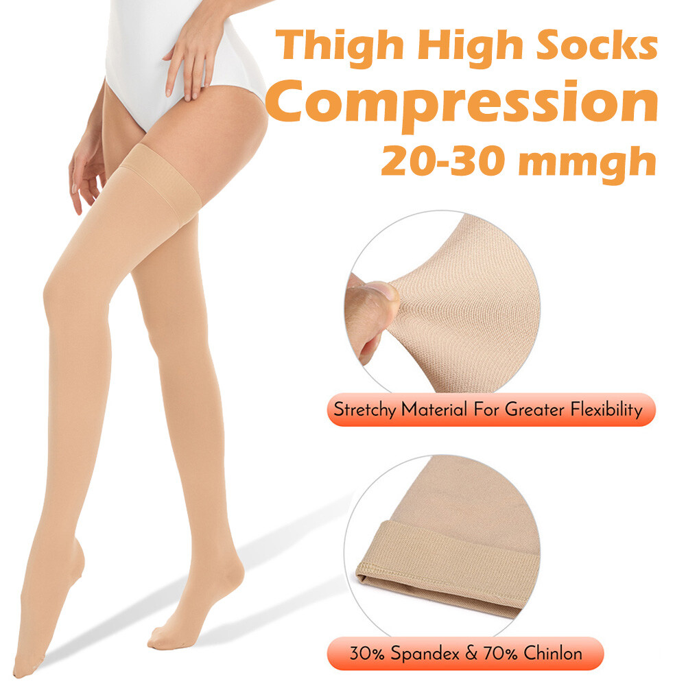 Women’s Thigh High Compression Socks 20-30 mmHg Ultra Sheer Classic Stockings