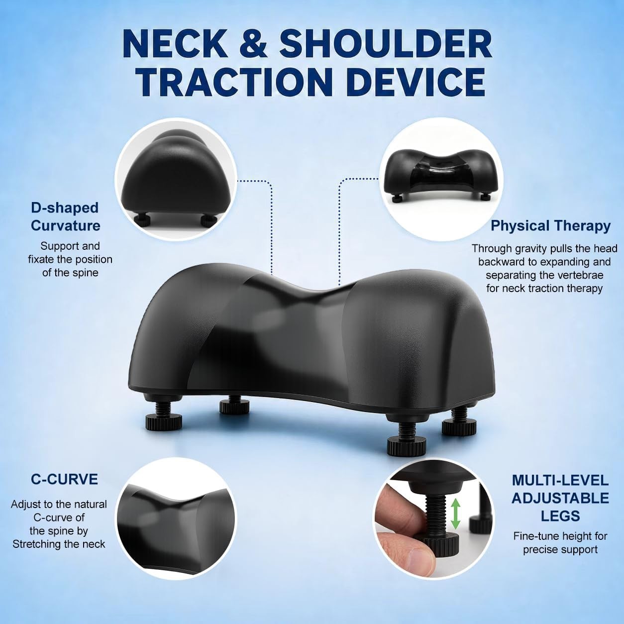 Neck Stretcher for Pain Relief Cervical Traction Device Pillow TMJ & Neck Hump