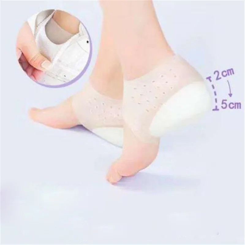 2 Pcs New Silicone Invisible Inner Height Insoles Lifting Increase Socks Outdoor
