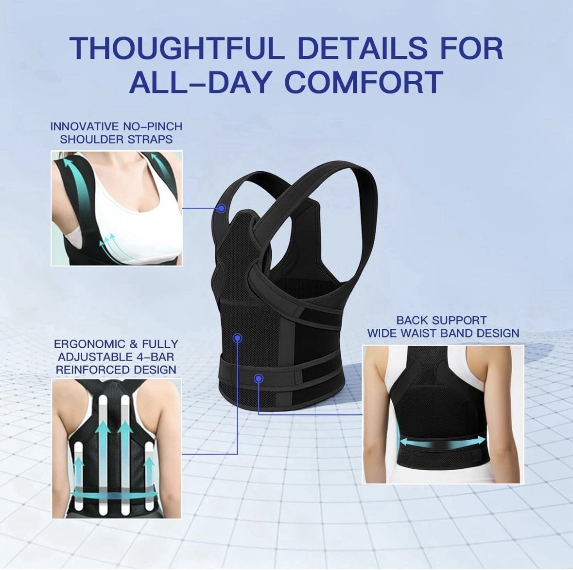 Posture Corrector Women & Men, Back Brace Straightener with Adjustable Support M