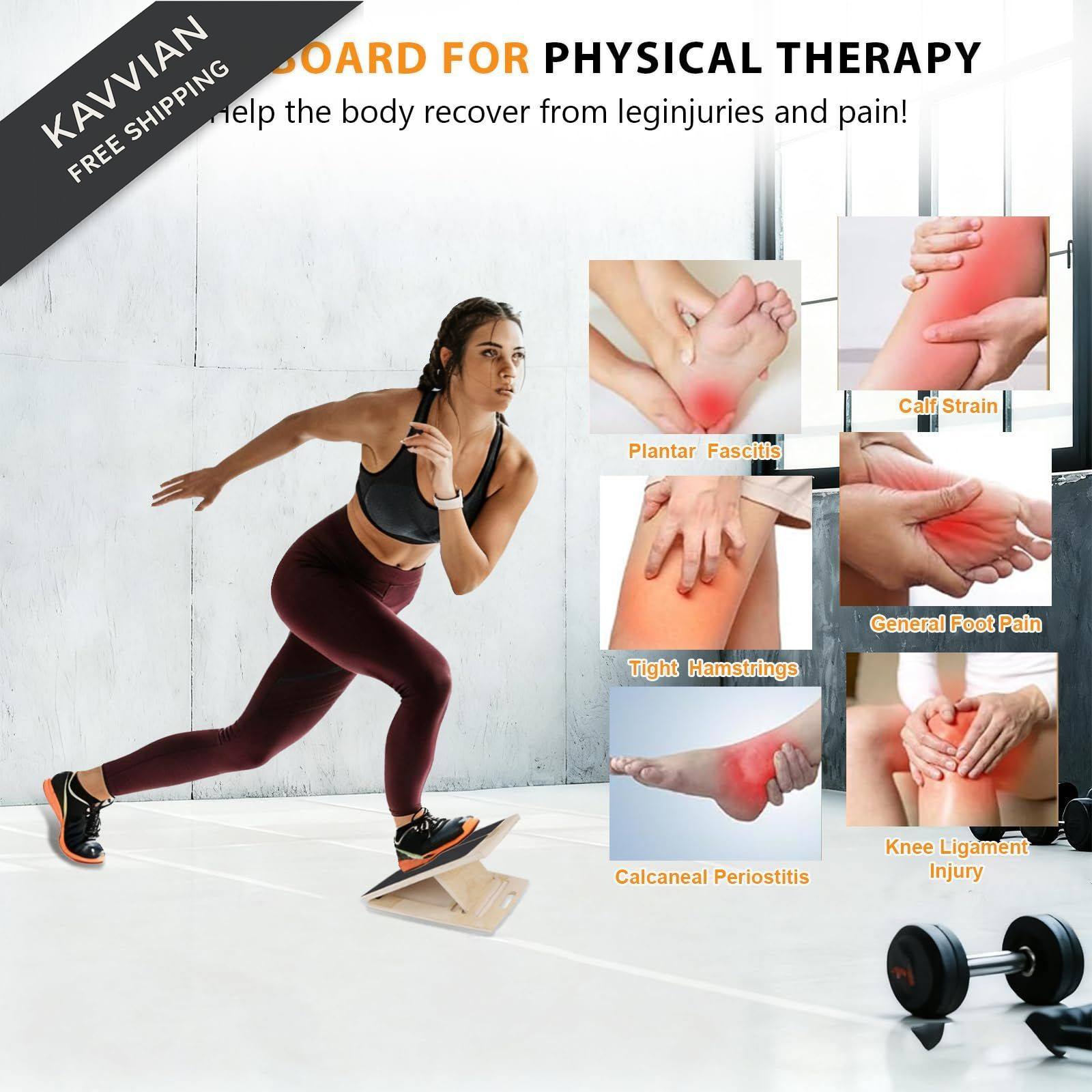 Slant Board for Calf Stretching, 15.6 x 11.7 x 1.6 Inch, Fig. Reactionary