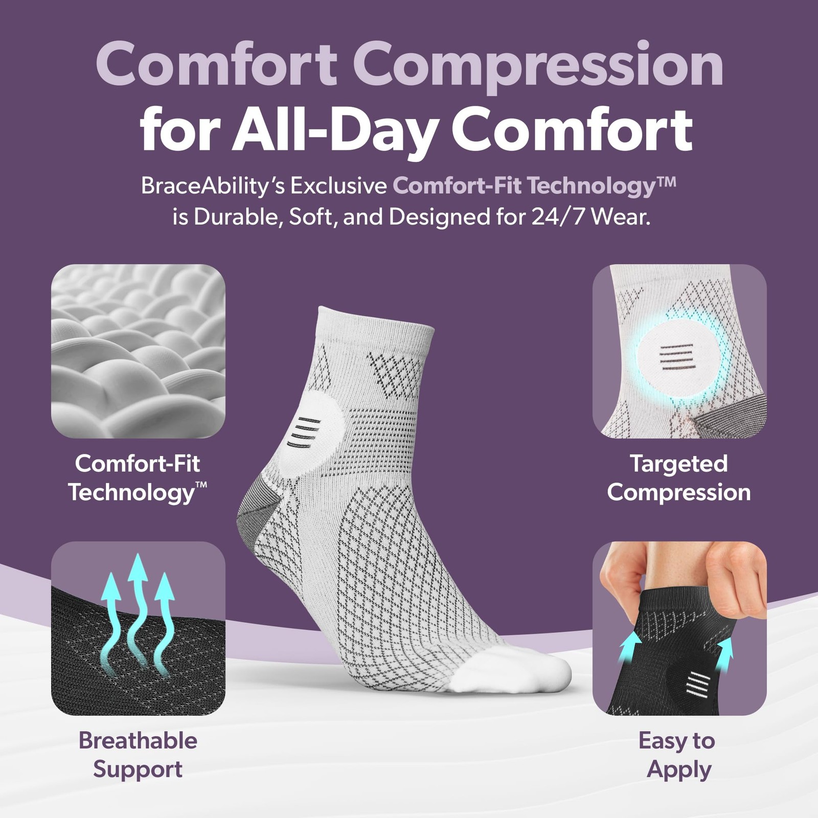 BraceAbility Closed Toe Diabetic Socks – XL Neuropathy Socks for Women and Me…