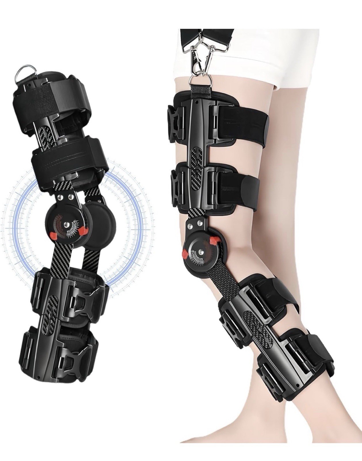 ZenMingle | Carbon Fiber Unloader Hinged Left/Right Knee Brace Immobilizer