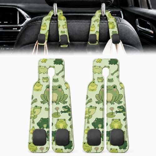 2 Pack Spooky Bat Car Headrest Hooks for Purse Bag Seat Back Hanger | Goth Frog