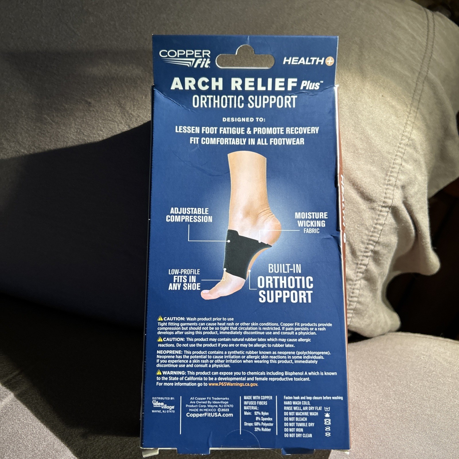 Copper Fit Health Unisex Arch Relief Plus with Built-In Orthotic Support – Black