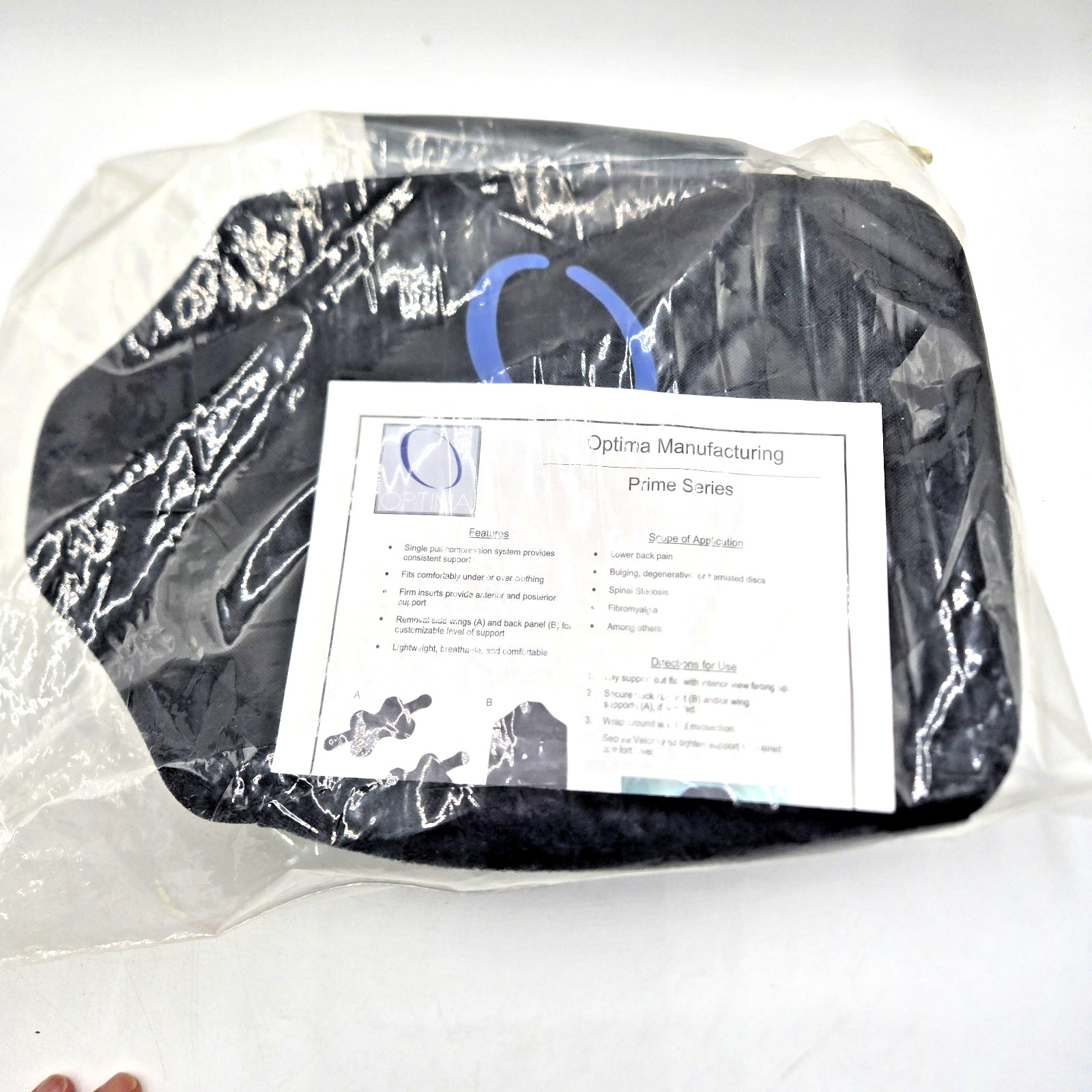 Optima Back Brace Lumbar Support Prime Series XL for 41″ – 46″ Waist Size