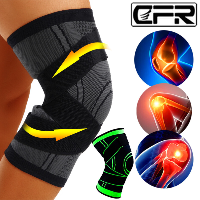 Knee Sleeve With Strap Compression Brace Support Gym Joint Pain Arthritis Relief