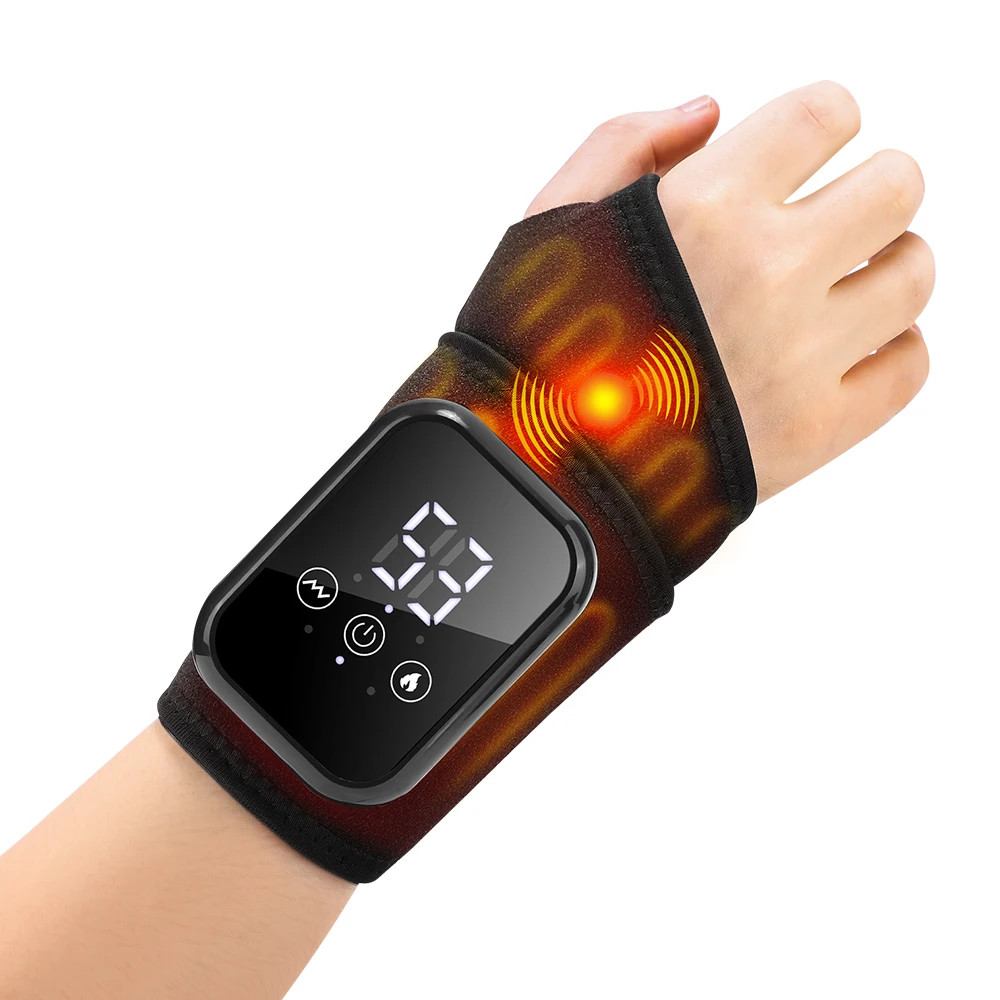 Electric Wrist Brace Adjustable Hot Compress Vibration Massage Wrist Tendonitis