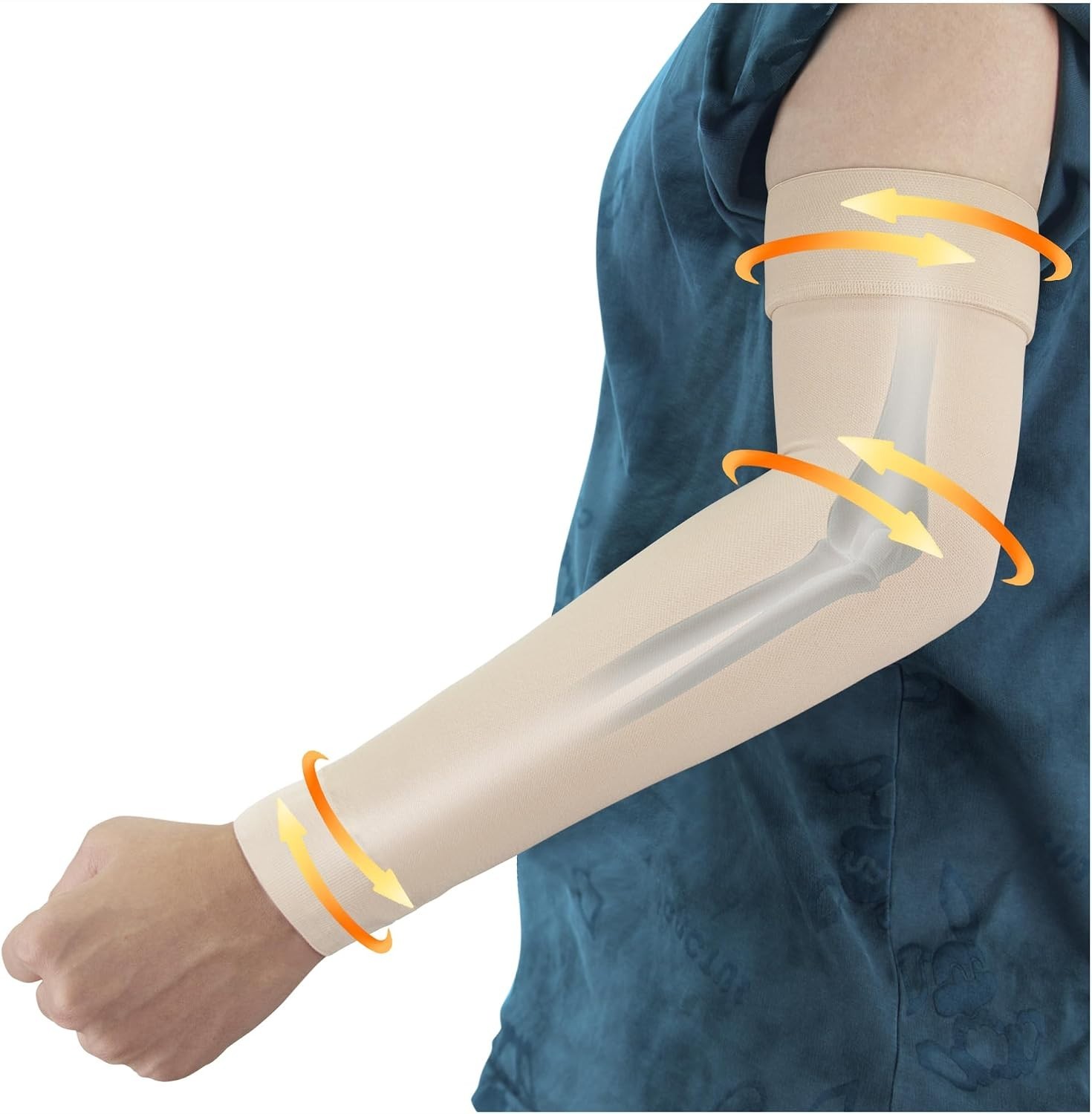 Graduated Compression Arm Sleeve for Men & Women with Silicone Anti-Slip Band