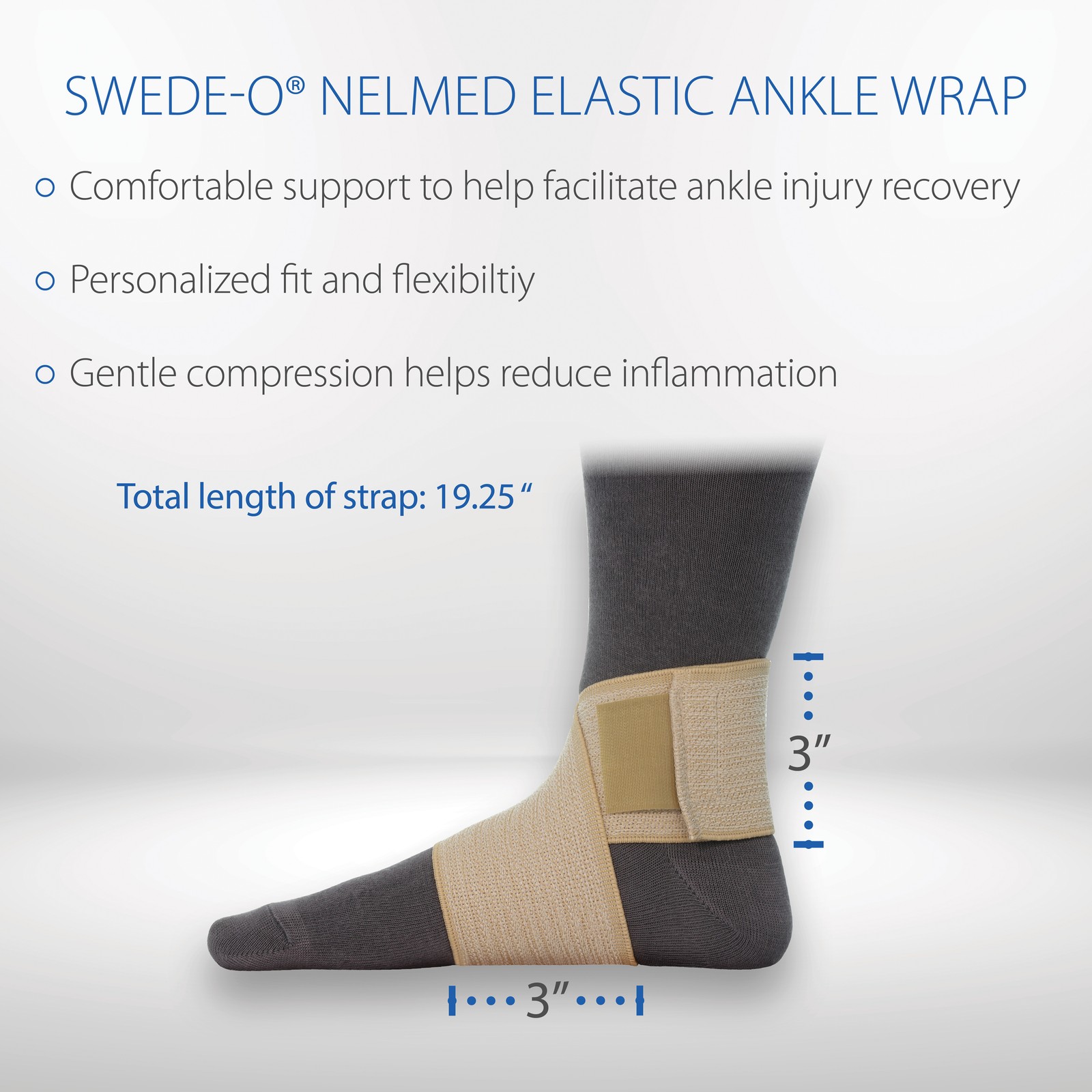 NelMed 3″ Beige Lightweight Ankle Wrap Support- Helps Prevent Ankle Injuries