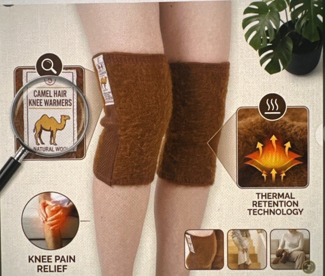Natural Camel Hair Knee Warmer Thermal Support Brace Sleeve Men Women Joint Pain