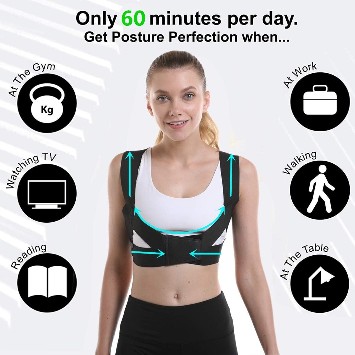 Posture Corrector for Women and Men Under Clothes, Adjustable Shoulder Straps. L