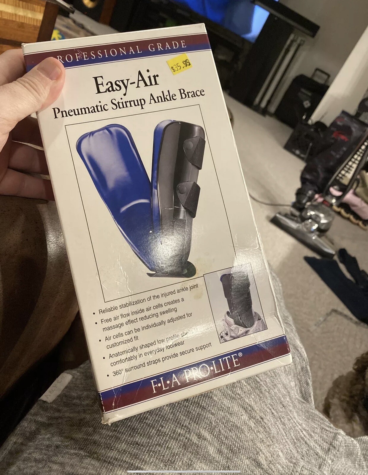 FLA Orthopedics, Pneumatic Stirrup Ankle Brace, Left Size Standard, New in Pkg