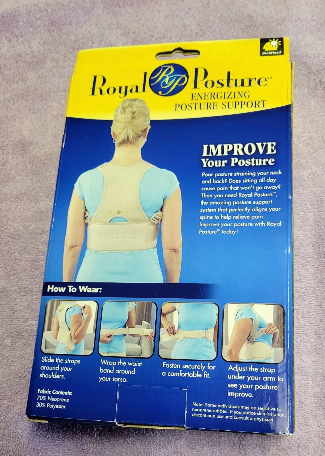 Royal Posture Corrector SM/Med Women/ Men Energizing Back and Spine Support NIB