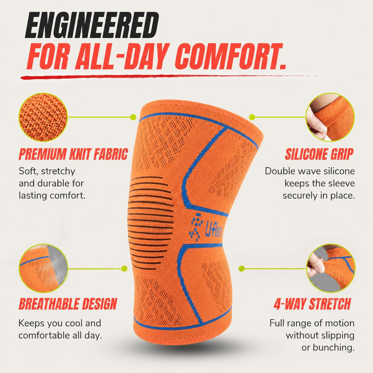 Knee Brace for Men and Women Knee Compression Sleeve Knee Support Wraps for Arth