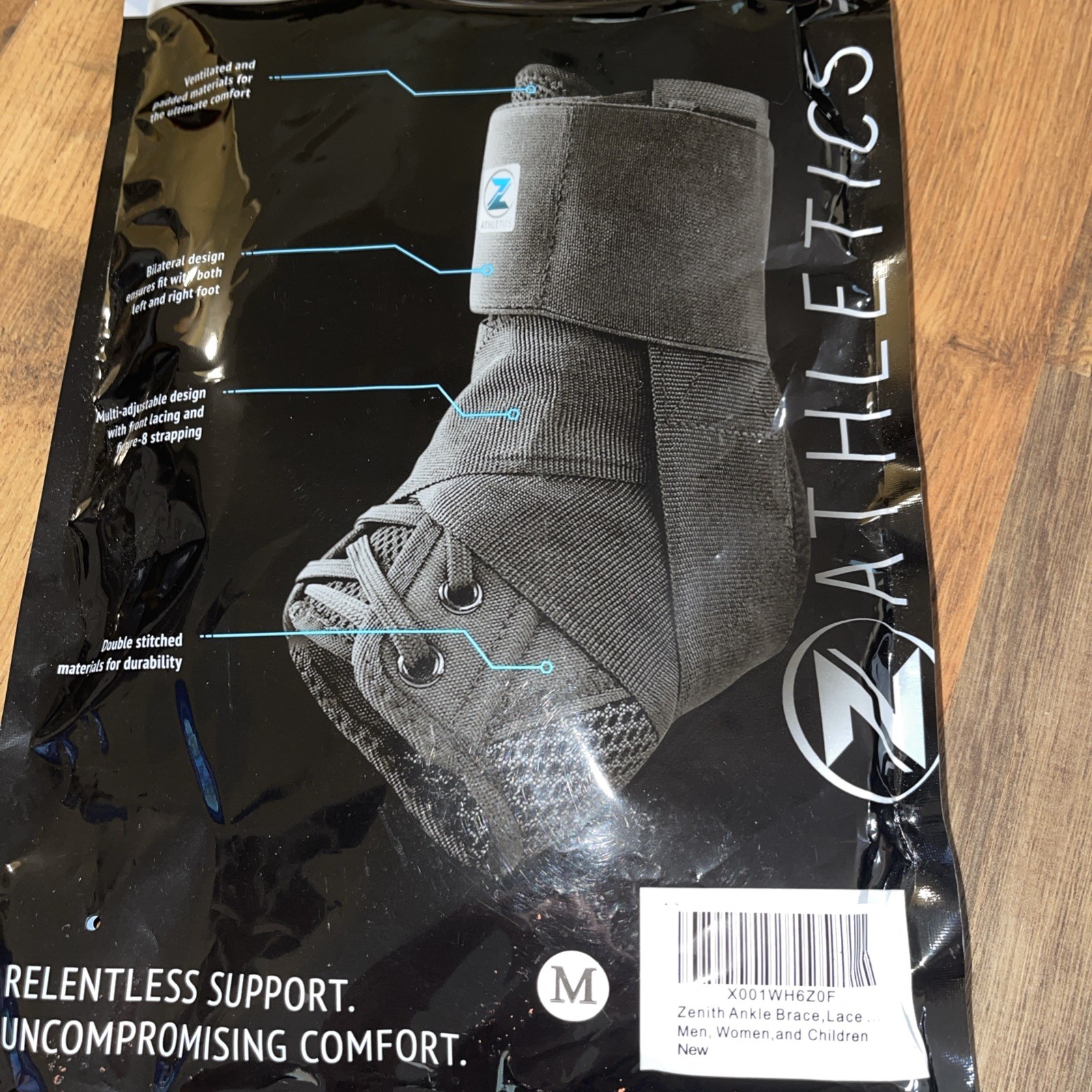 Zenith Ankle Brace, Lace up Adjustable Support – for Running, Basketball, Medium