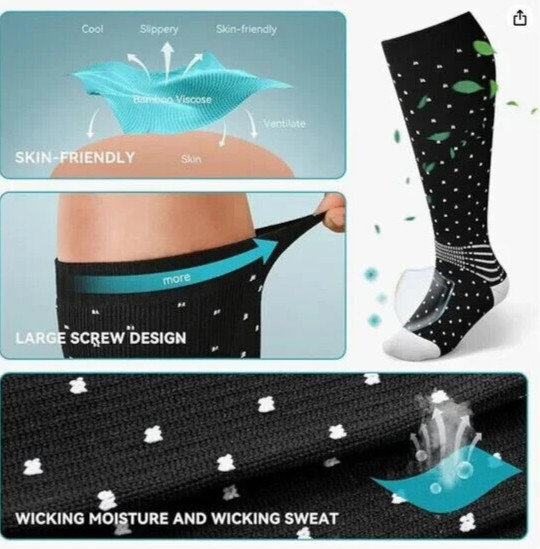 Wide Calf Compression Ankle Support Socks 3 Pairs NEW SIZE XXXL BLACK,PINK,BLUE