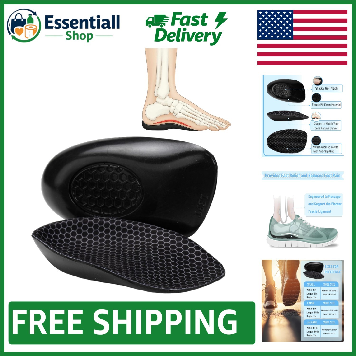 Plantar Fasciitis Relief with Dr. JK Small Heel Cups – Shock-Absorbing Design