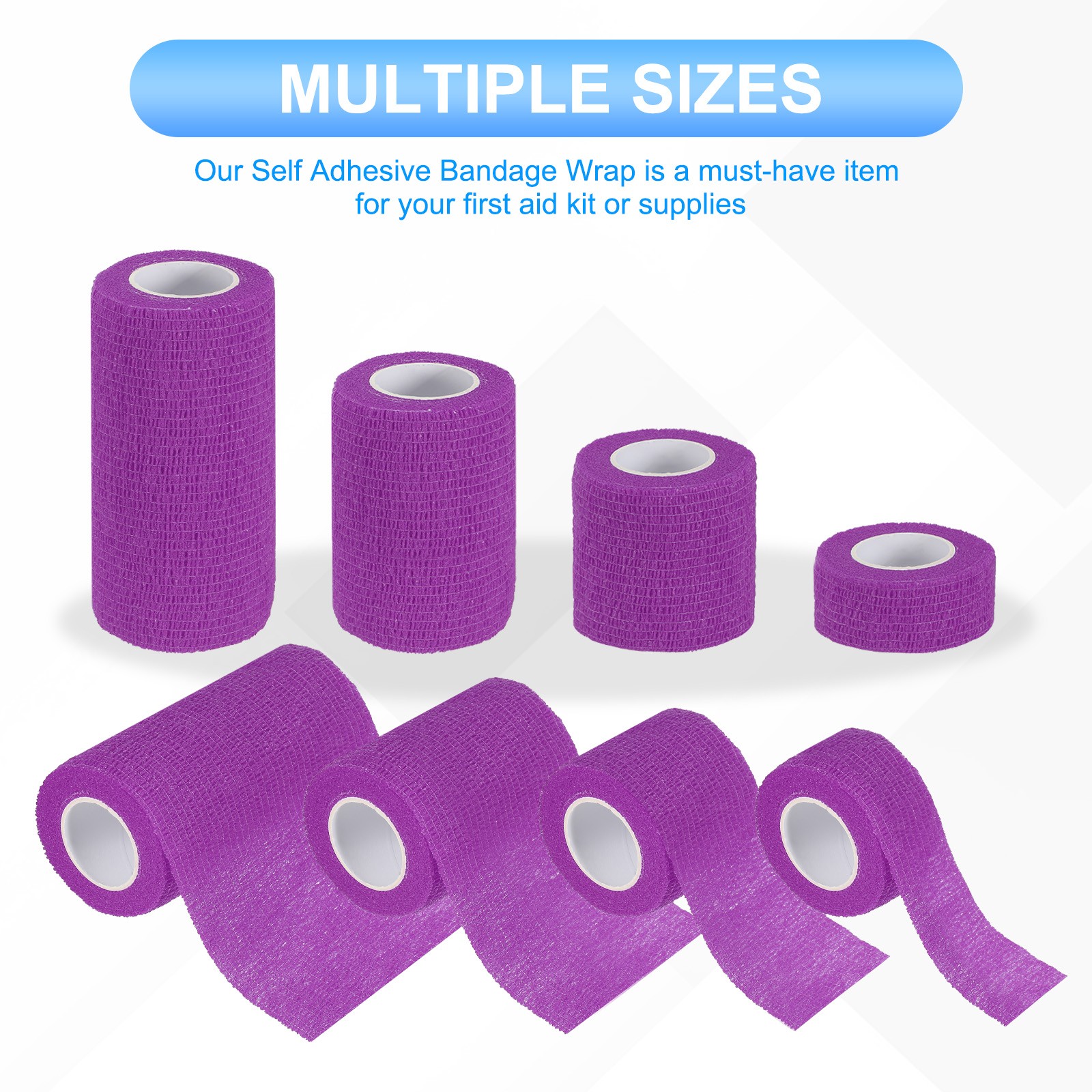 1″/2″/3″/4″ 16 Pcs 5 Yard Self Adhesive Bandage Wrap Self Tape Purple