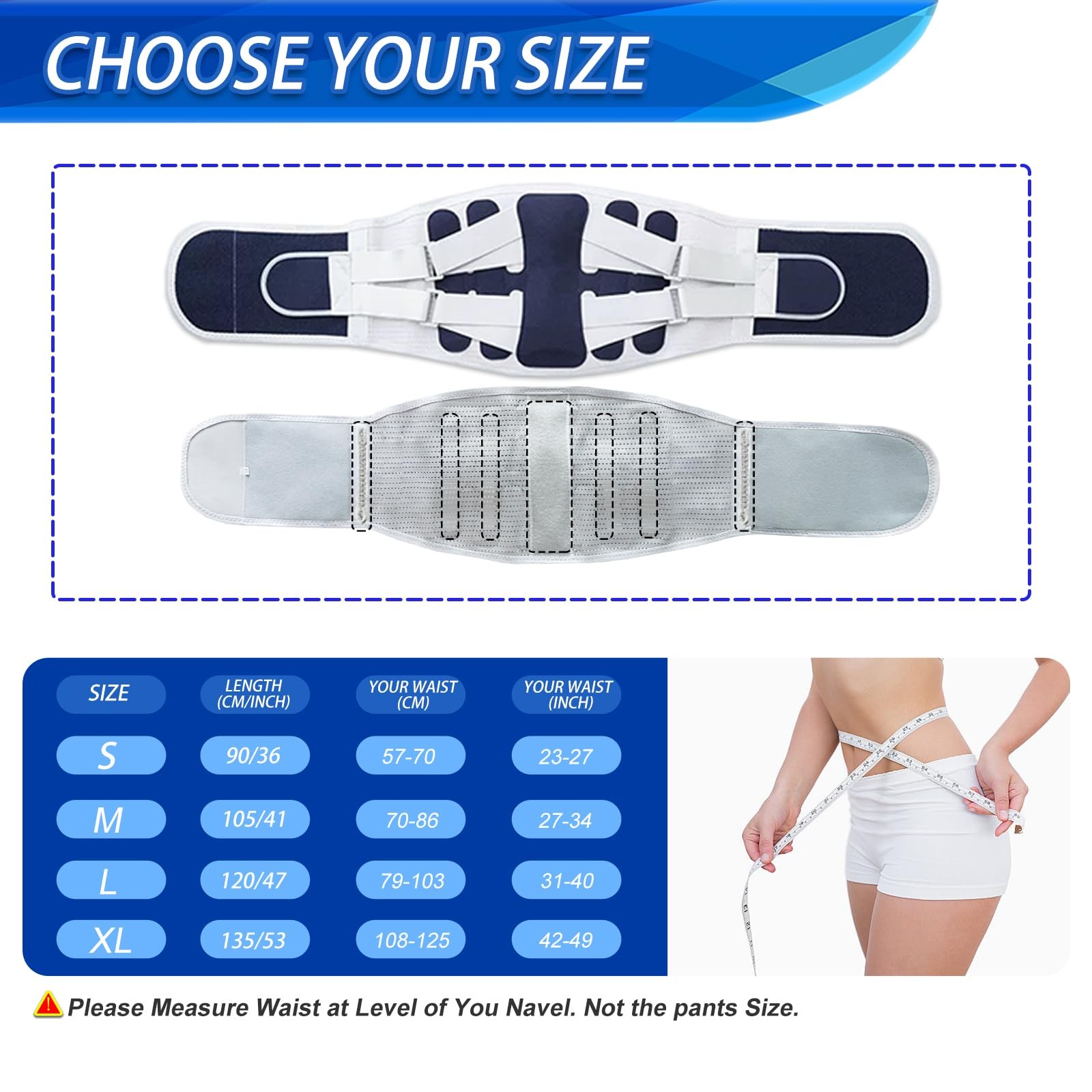 Back Brace for Lower Pain Relief from M(Fits waist 27″-34″), Grey