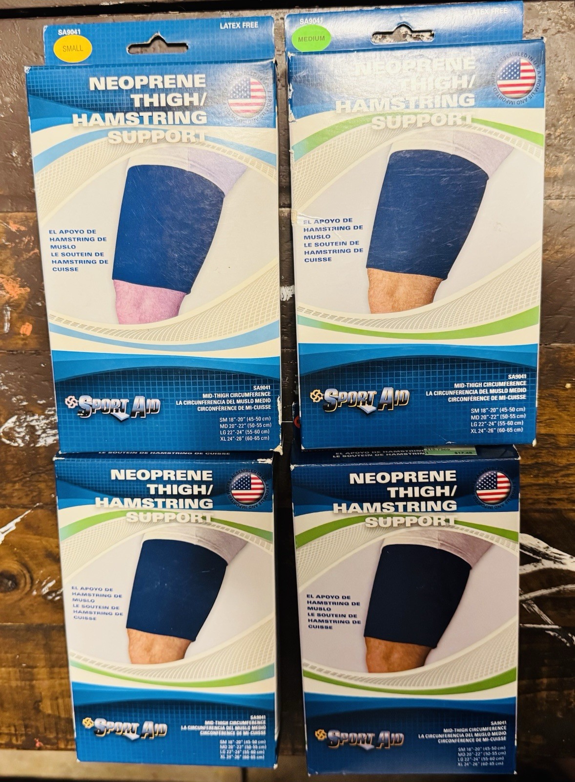 NIB Sport-Aid NEOPRENE THIGH / HAMSTRING SUPPORT Lot Of 4 Varies Sizes