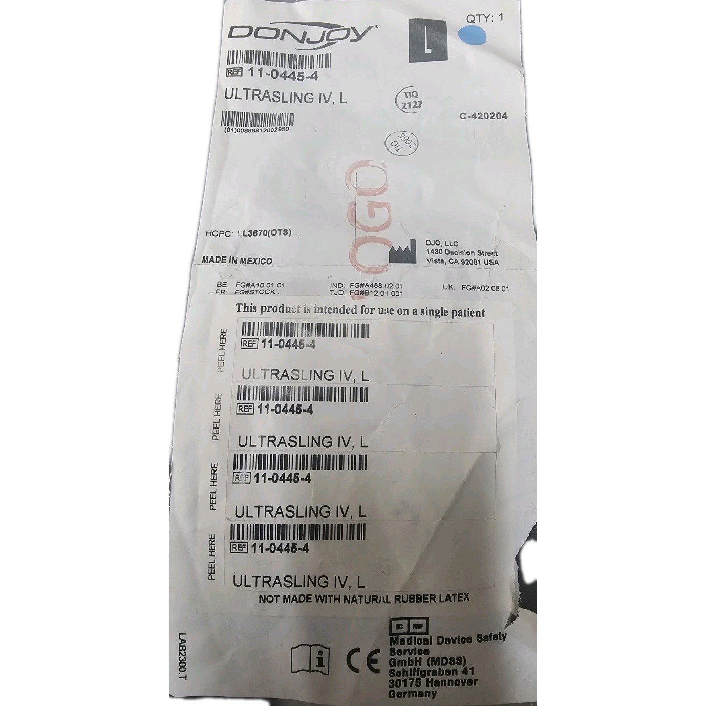 DonJoy 11-0450-4-06000 ULTRASLING VIL, L Black, Large C-420204