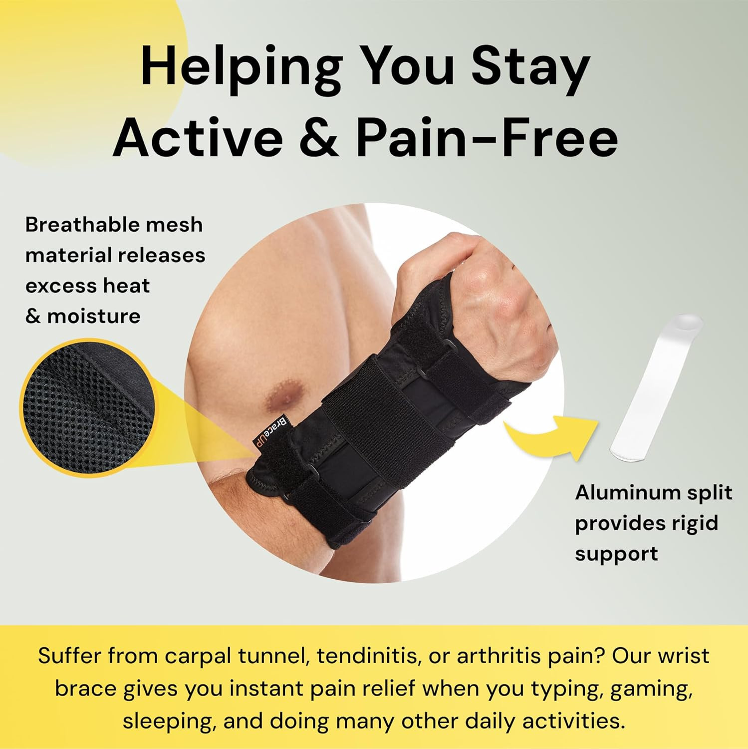 Carpal Tunnel Wrist Brace for Men and Women – Metal Wrist Splint for Hand and Wr